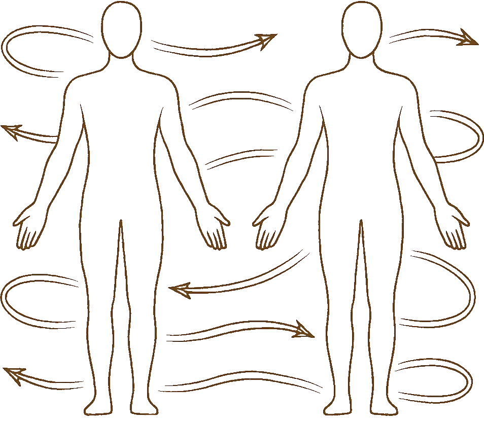 Two individuals being balanced with themselves